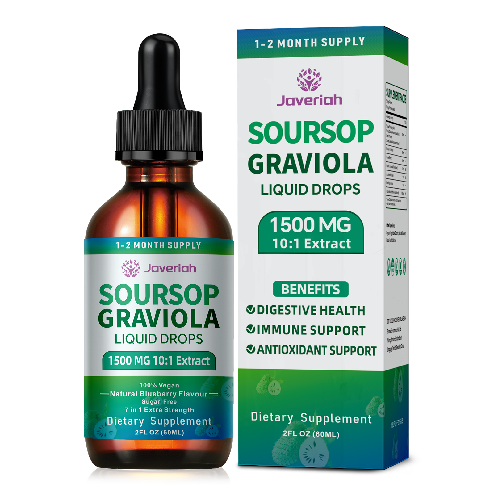 Javeriah Soursop Graviola liquid drops bottle and box