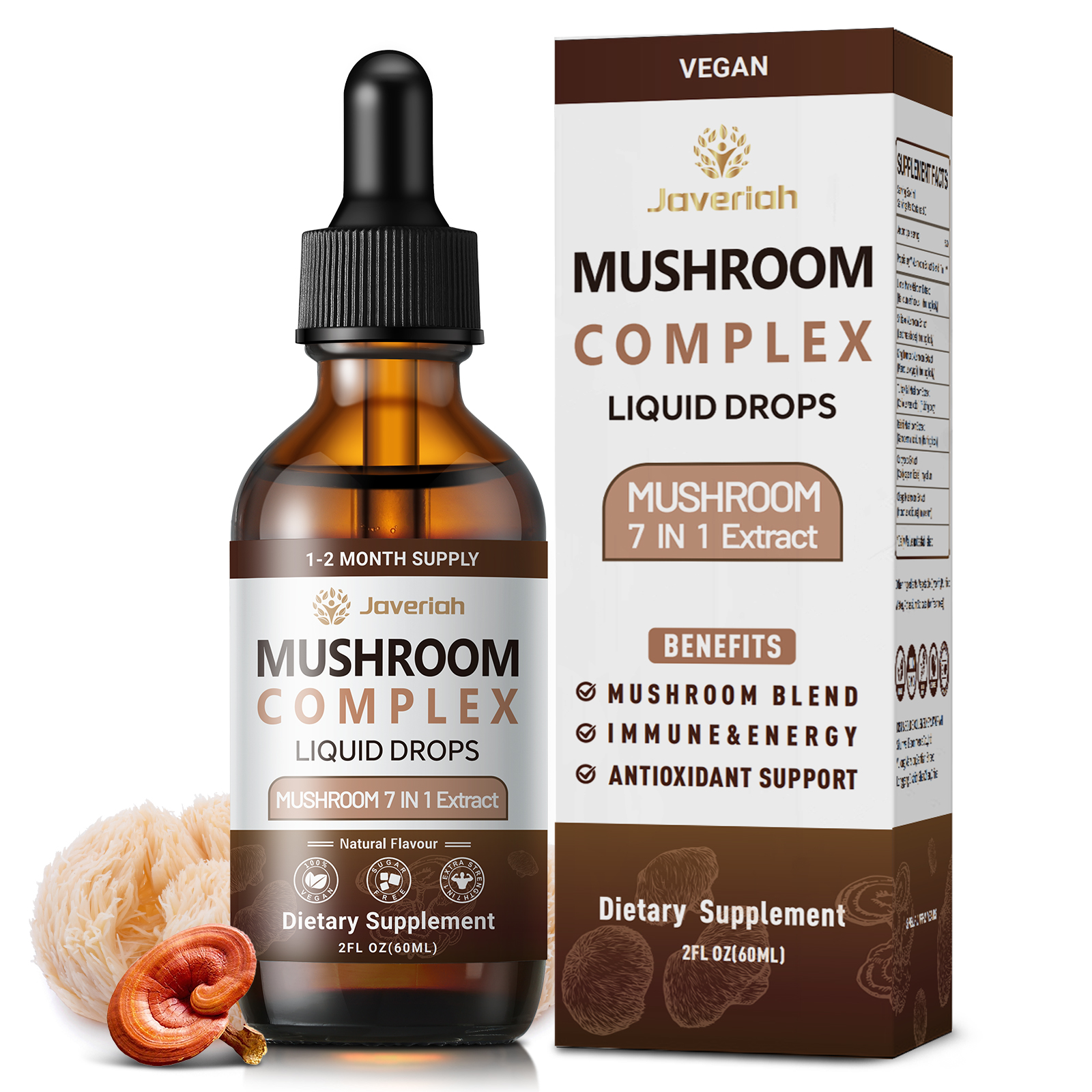 Javeriah Mushroom Complex liquid drops bottle and box